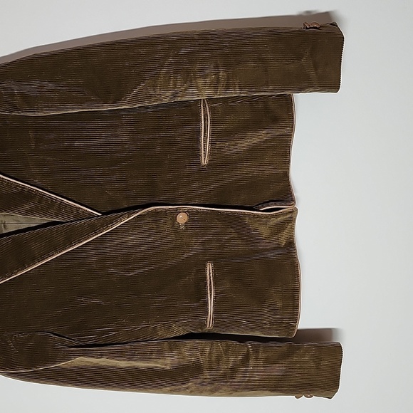 Sasson Vintage One  Button Cotton Corduroy Blazer Brown Pockets Lt brown piping - Picture 3 of 13